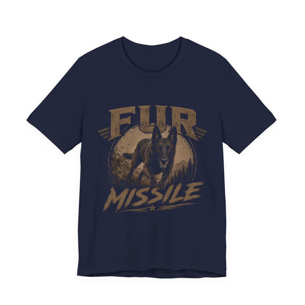Fur Missile Dog T-Shirt — Vintage Dutch Shepherd Graphic Tee