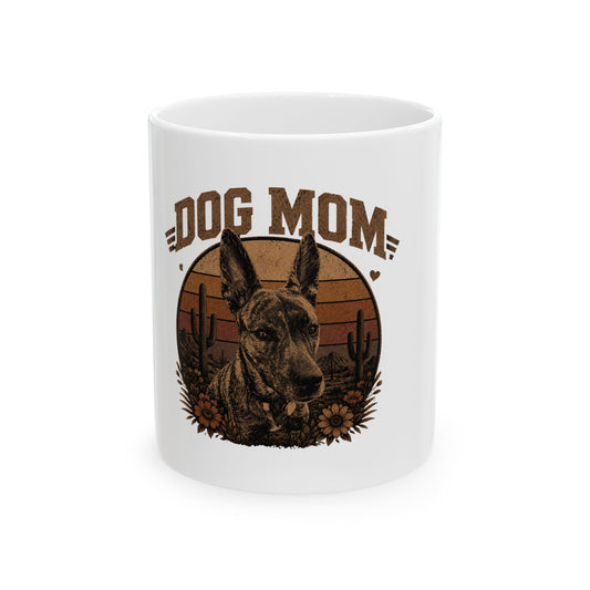 Dog Mom Ceramic Mug — Vintage Sunset  Shepherd Coffee Cup (11oz & 15oz)