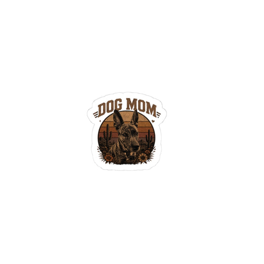 Dog Mom Kiss-Cut Sticker — Vintage Desert German Shepherd Design