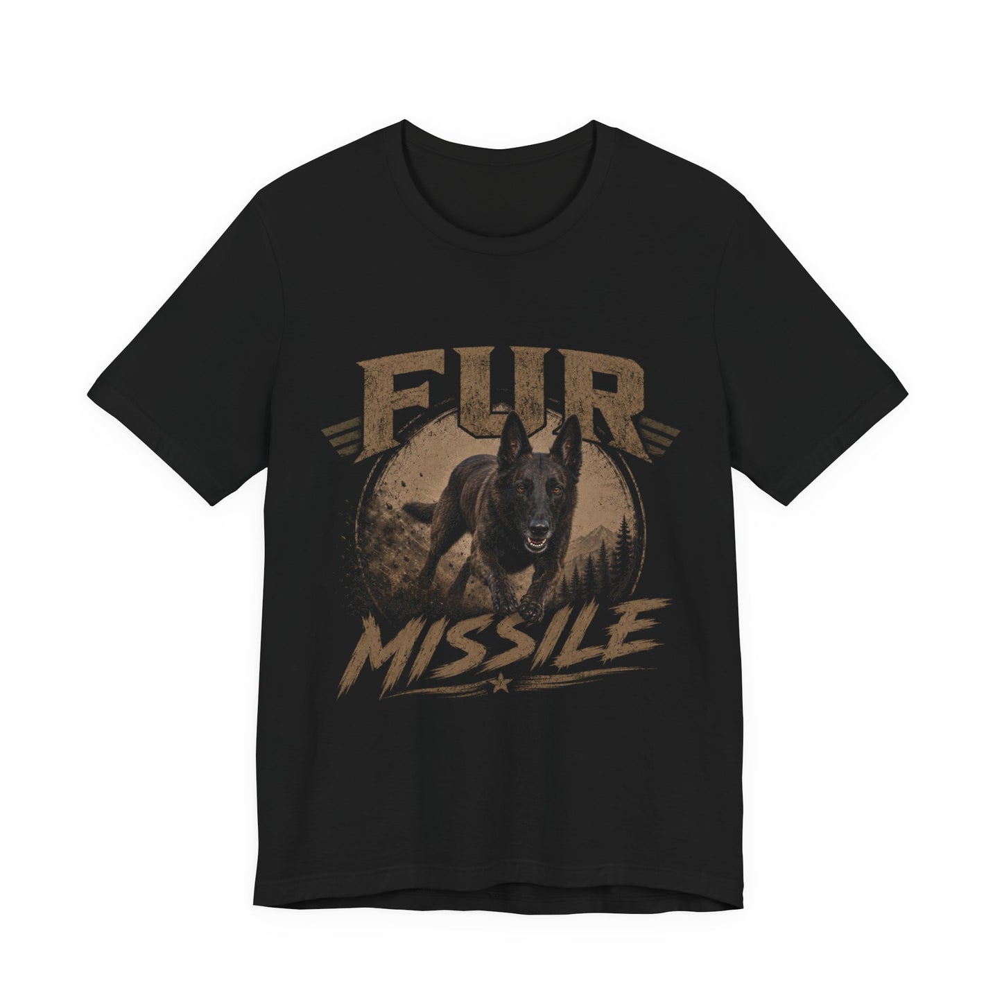 Fur Missile Dog T-Shirt — Vintage Dutch Shepherd Graphic Tee