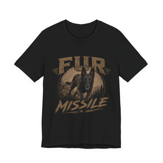 Fur Missile Dog T-Shirt — Vintage Dutch Shepherd Graphic Tee