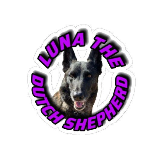 Luna the Dutch Shepherd Kiss-Cut Sticker — Personalized Pet Laptop Decal