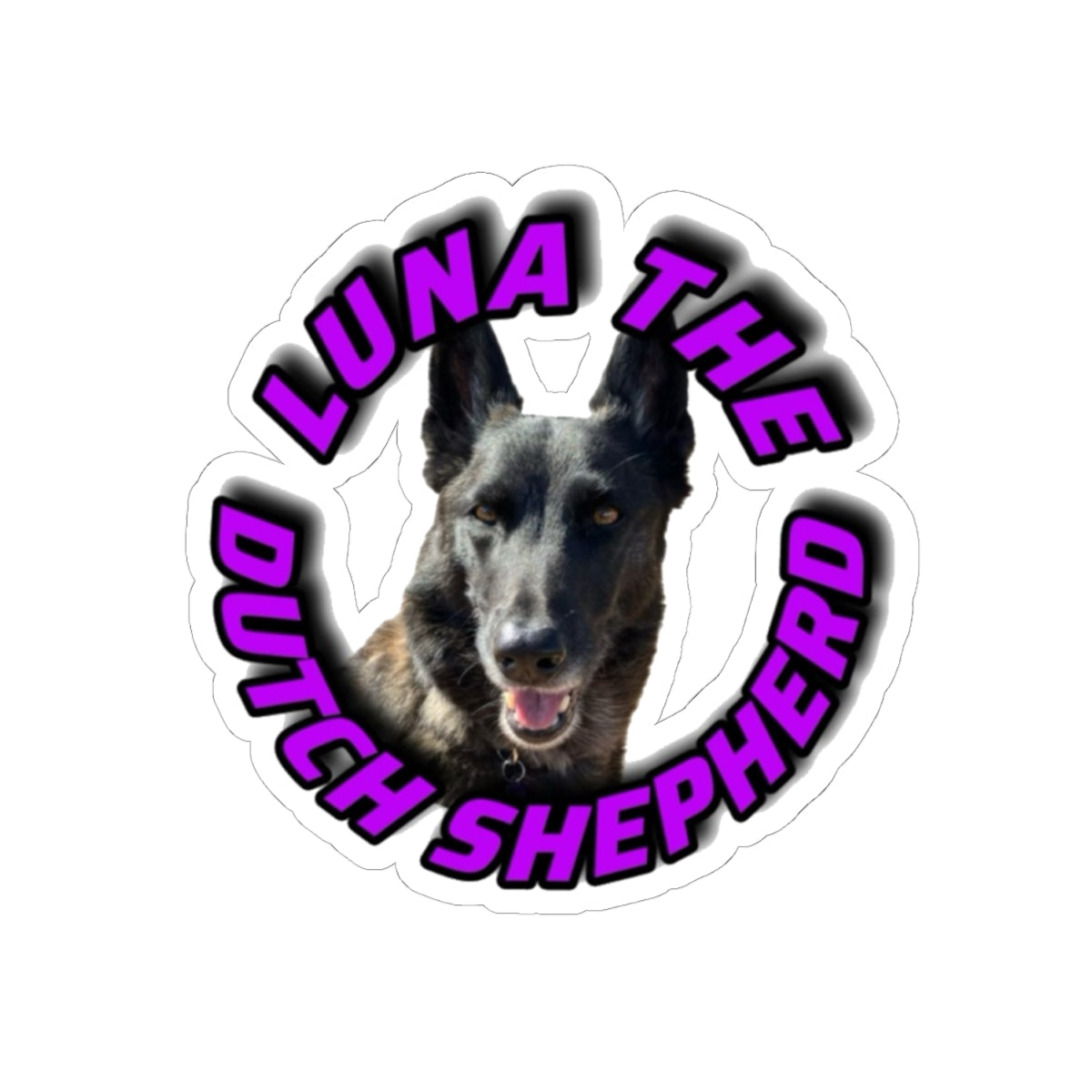 Luna the Dutch Shepherd Kiss-Cut Sticker — Personalized Pet Laptop Decal