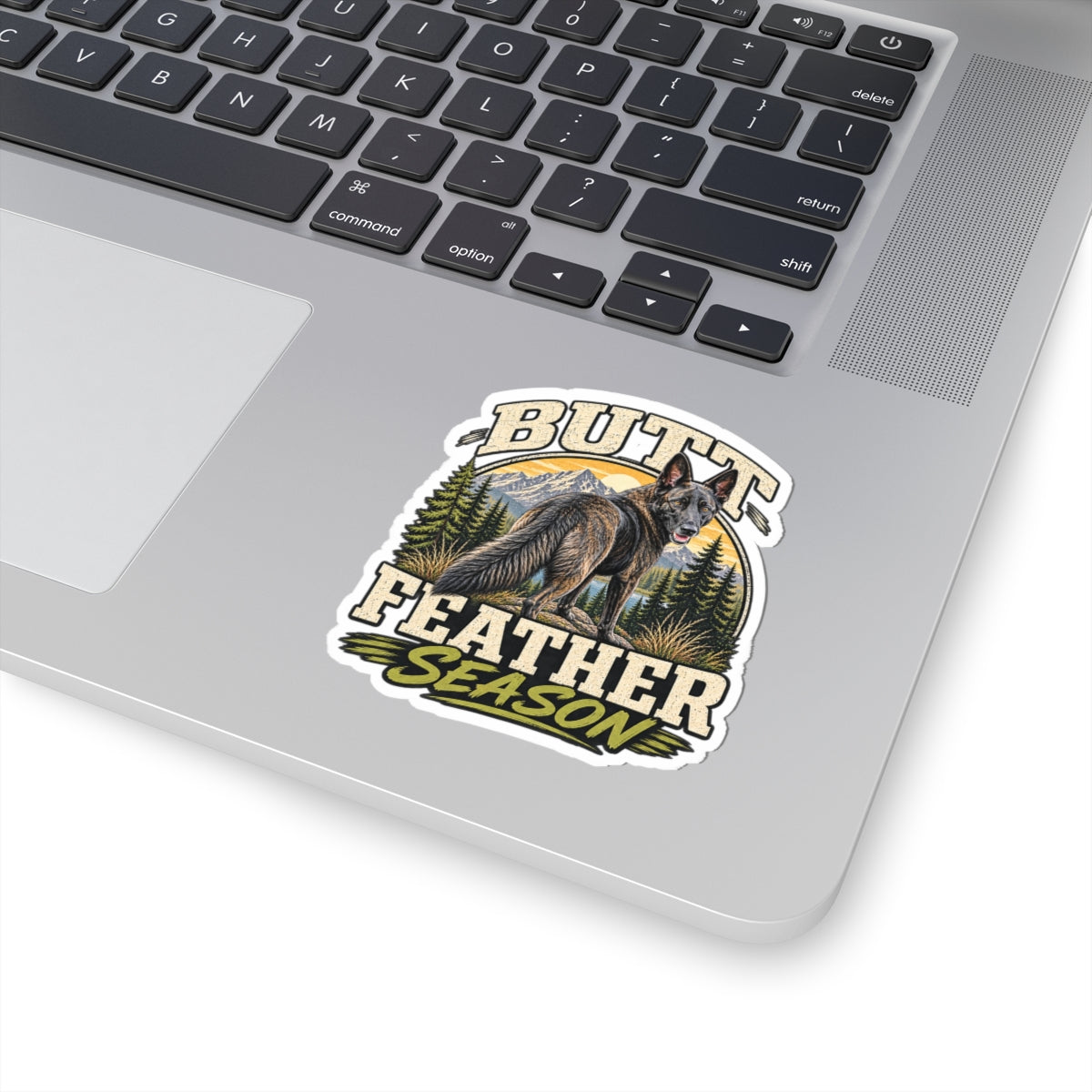 Butt Feather Season Sticker — Outdoor Funny Dog Vinyl Sticker