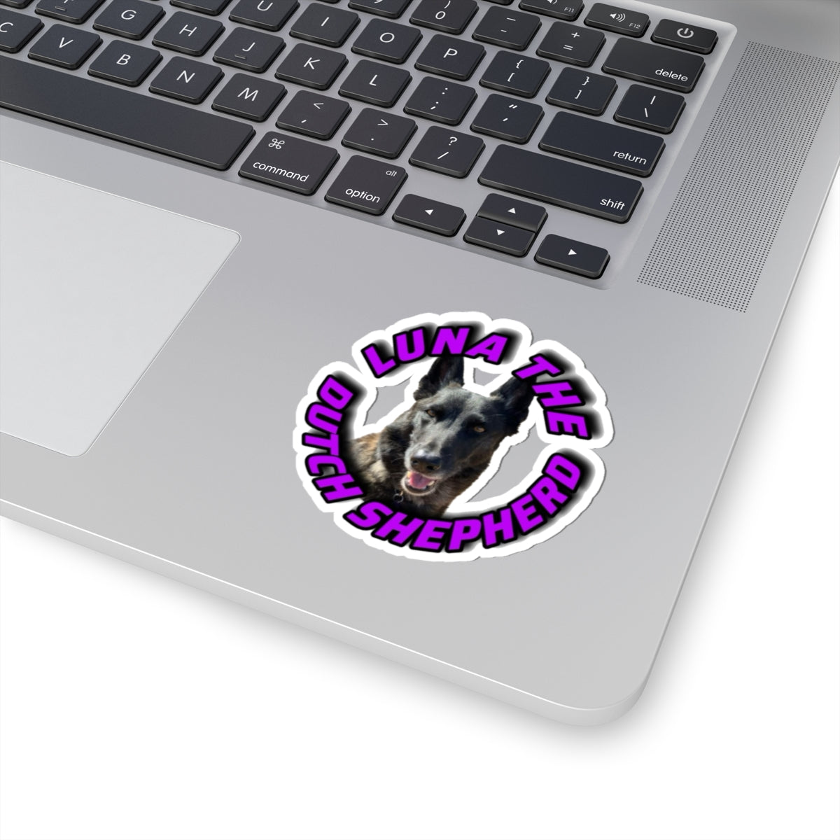 Luna the Dutch Shepherd Kiss-Cut Sticker — Personalized Pet Laptop Decal
