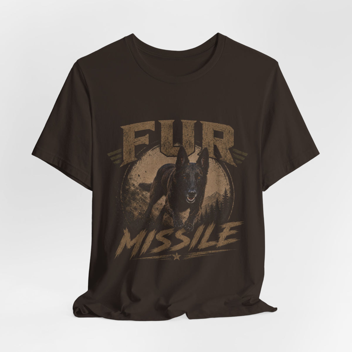 Fur Missile Dog T-Shirt — Vintage Dutch Shepherd Graphic Tee