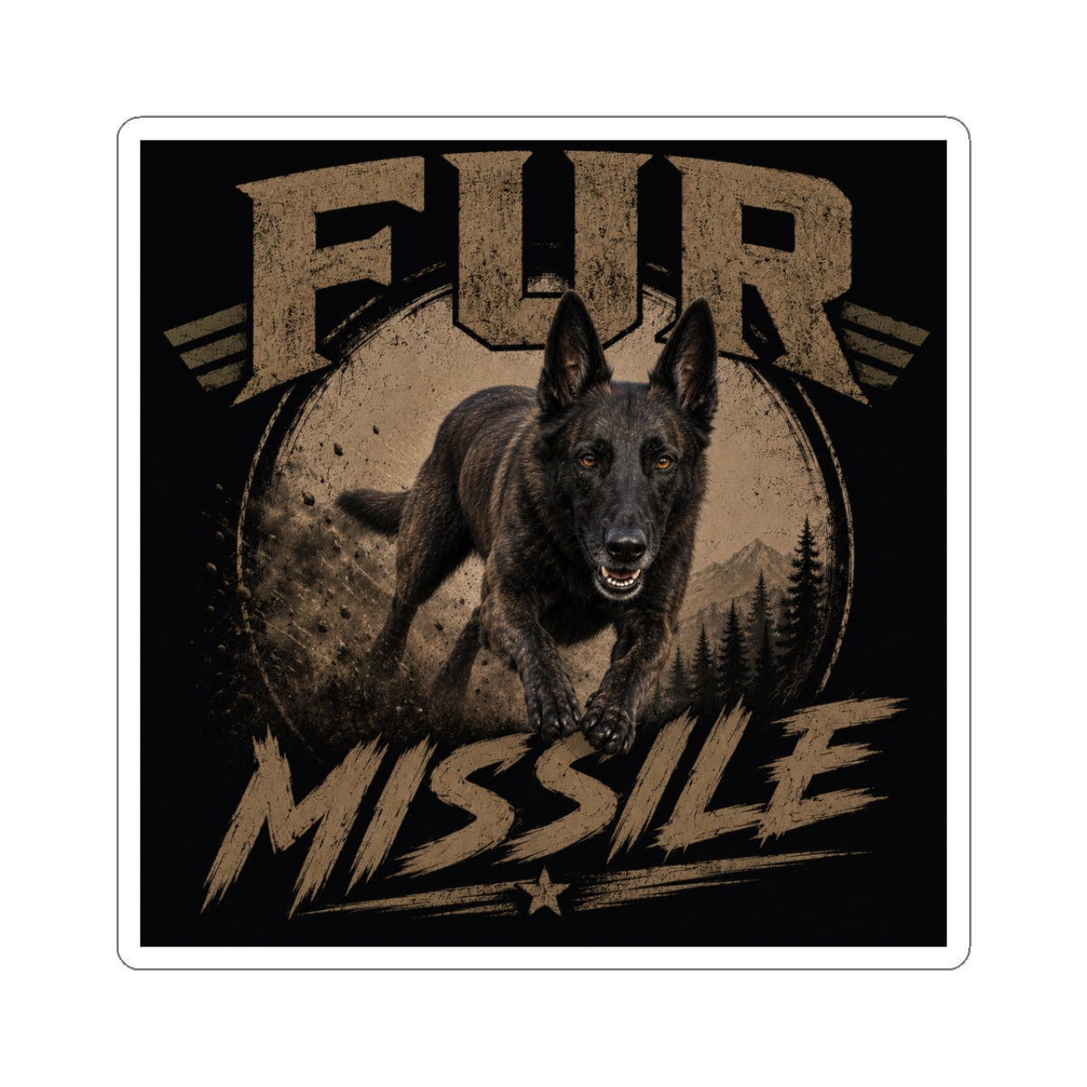 Luna the Dutch Shepherd Kiss-Cut Sticker — Round Dog Portrait Vinyl Decal