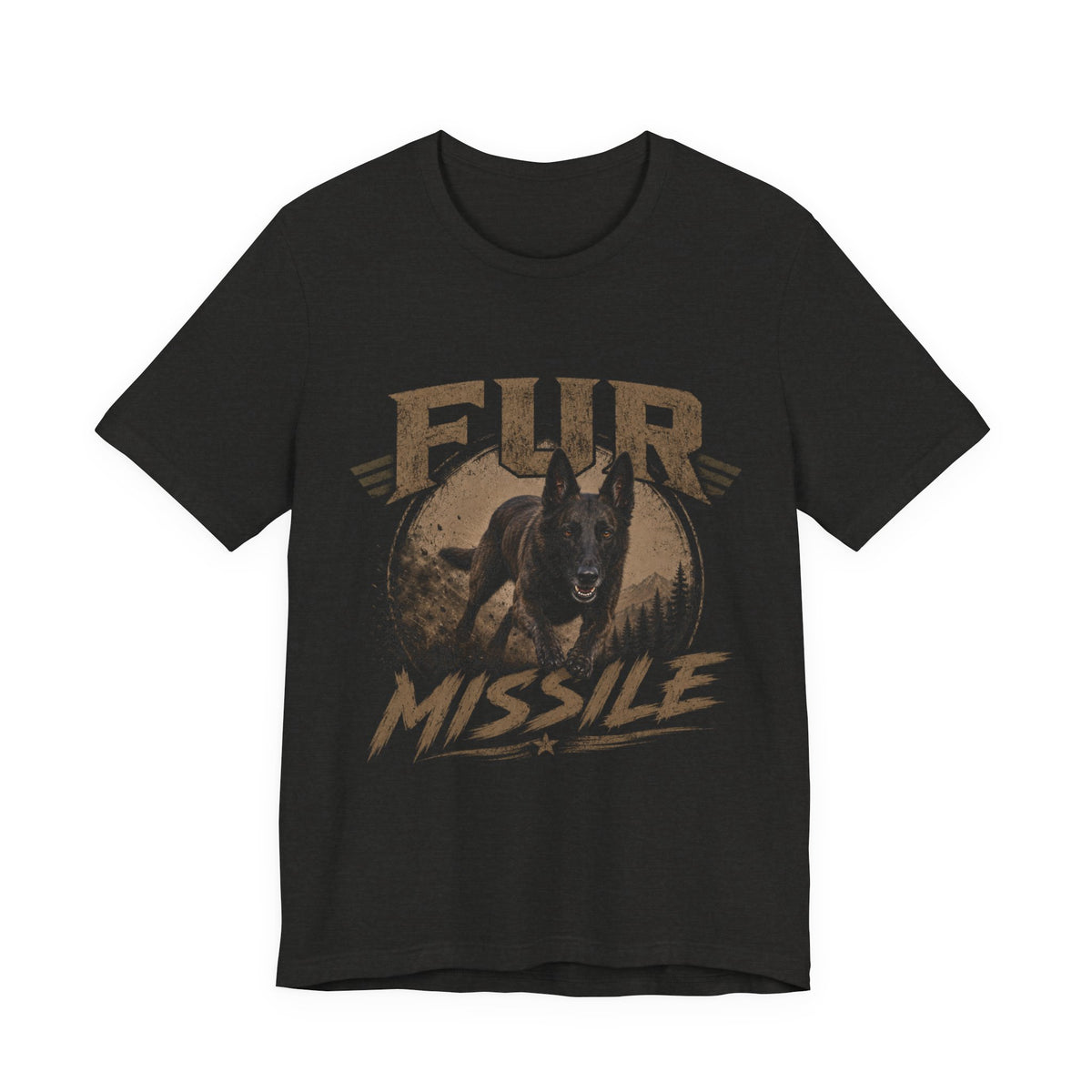 Fur Missile Dog T-Shirt — Vintage Dutch Shepherd Graphic Tee