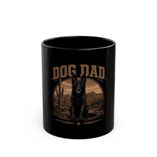 Dog Dad Coffee Mug – Black 11oz/15oz with German Shepherd Design