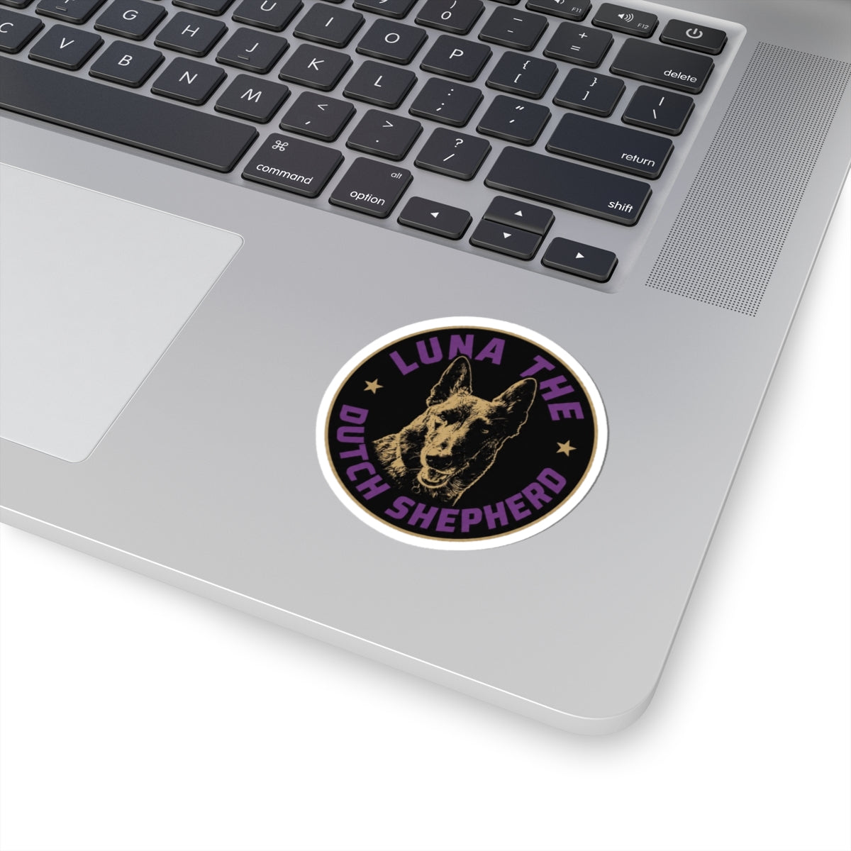 Luna the Dutch Shepherd Kiss-Cut Sticker — Personalized Dog Portrait Vinyl Decal