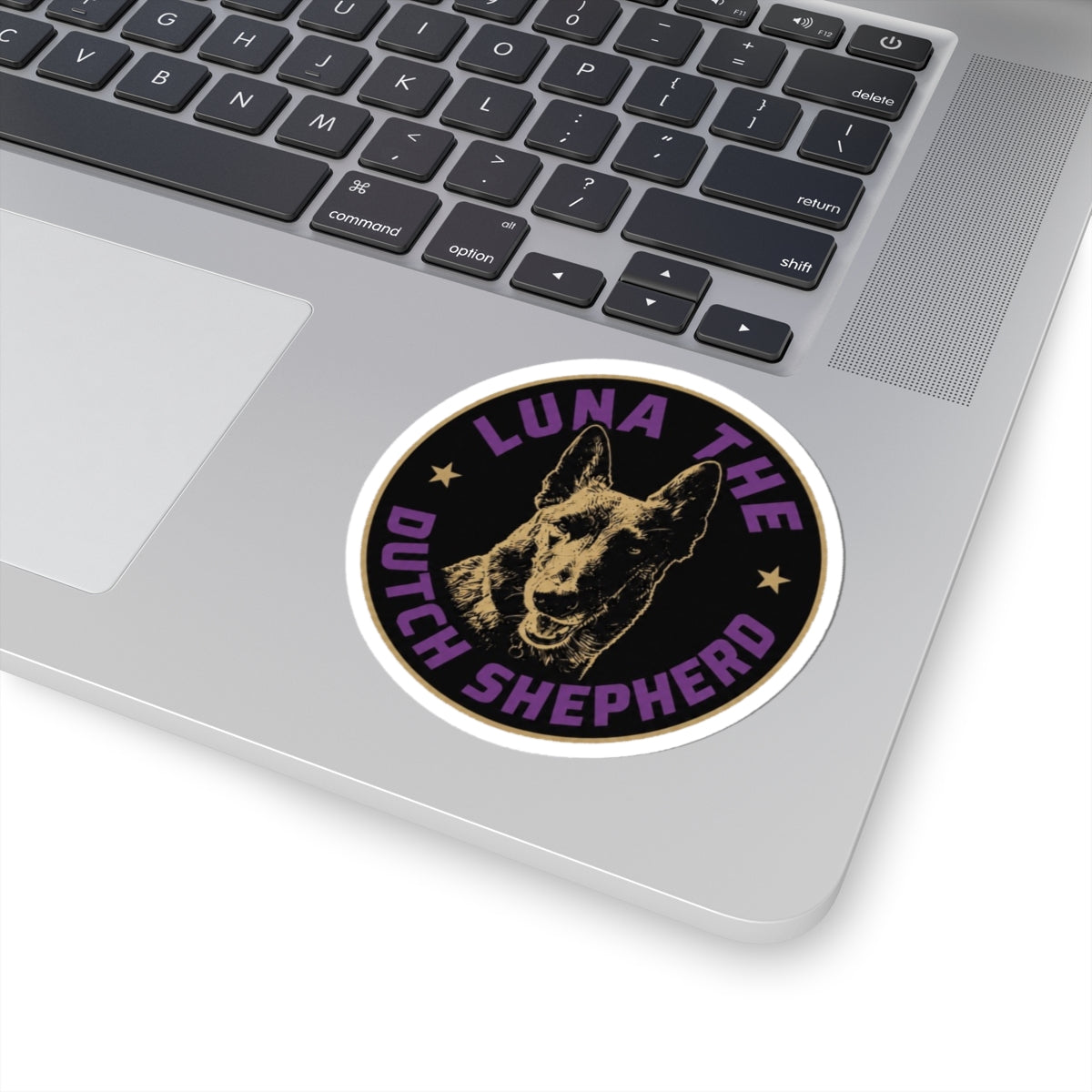 Luna the Dutch Shepherd Kiss-Cut Sticker — Personalized Dog Portrait Vinyl Decal