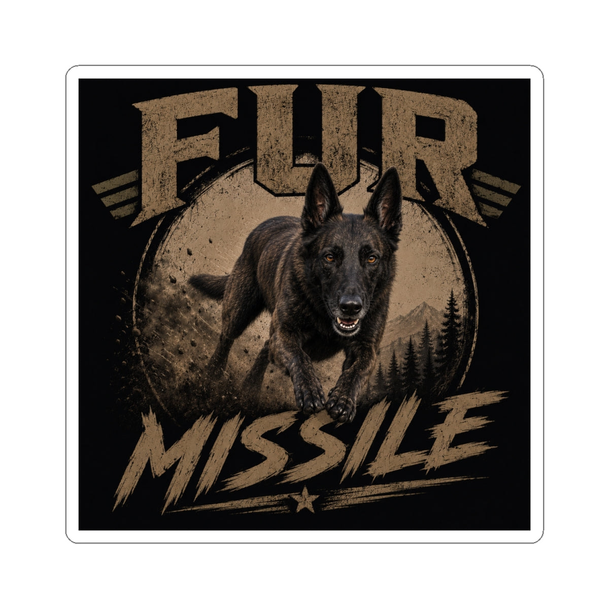Luna the Dutch Shepherd Kiss-Cut Sticker — Round Dog Portrait Vinyl Decal