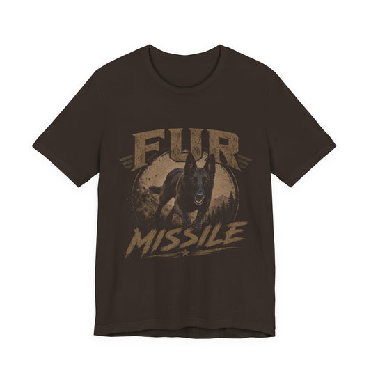 Fur Missile Dog T-Shirt — Vintage Dutch Shepherd Graphic Tee