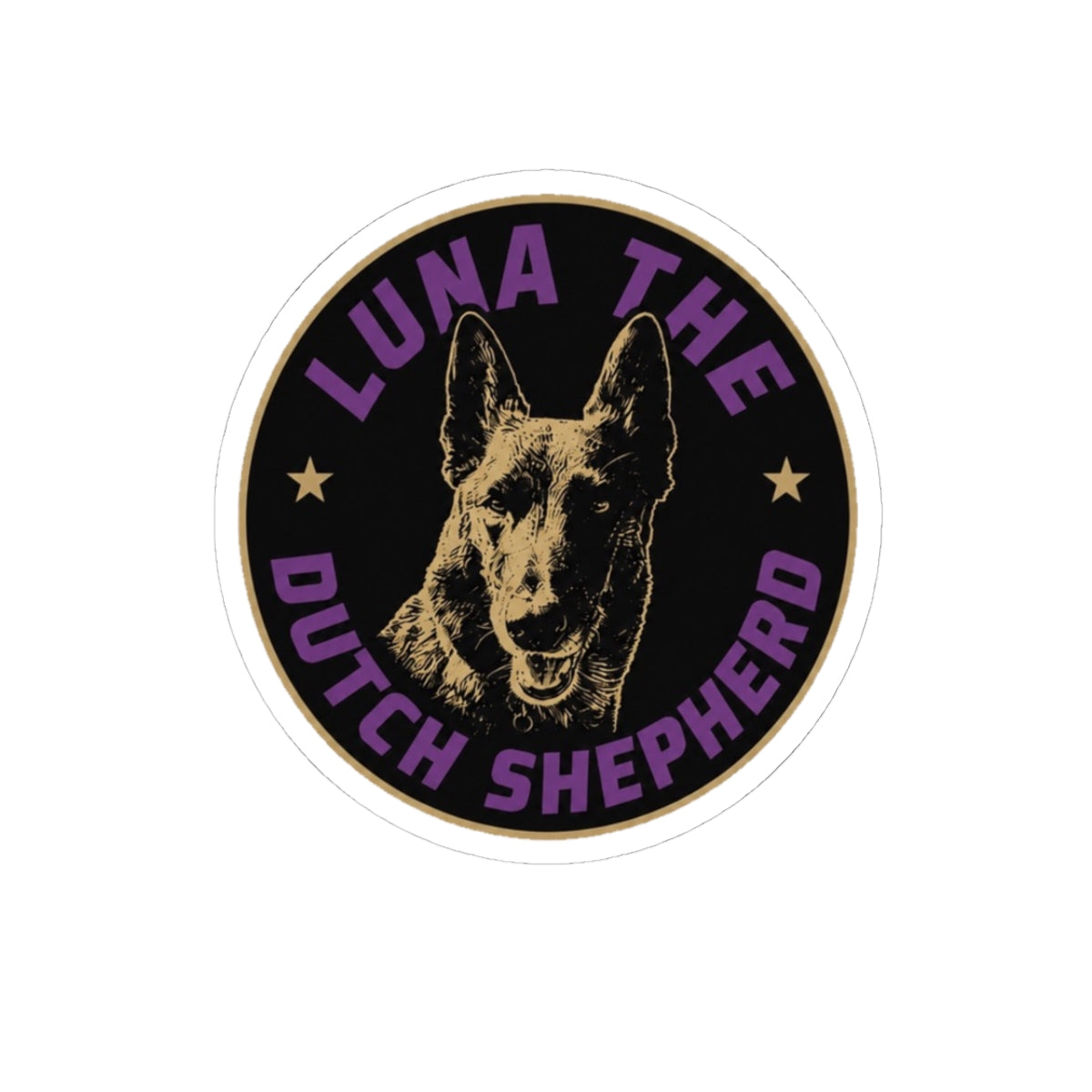 Luna the Dutch Shepherd Kiss-Cut Sticker — Personalized Dog Portrait Vinyl Decal