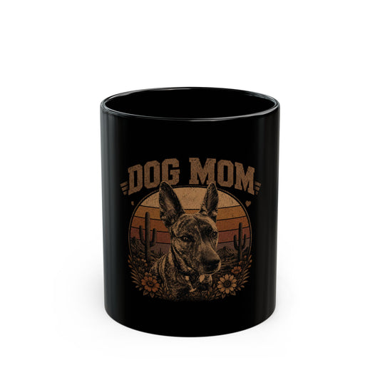 Dog Mom Black Mug — Vintage German Shepherd Coffee Cup, Gifts for Dog Lovers