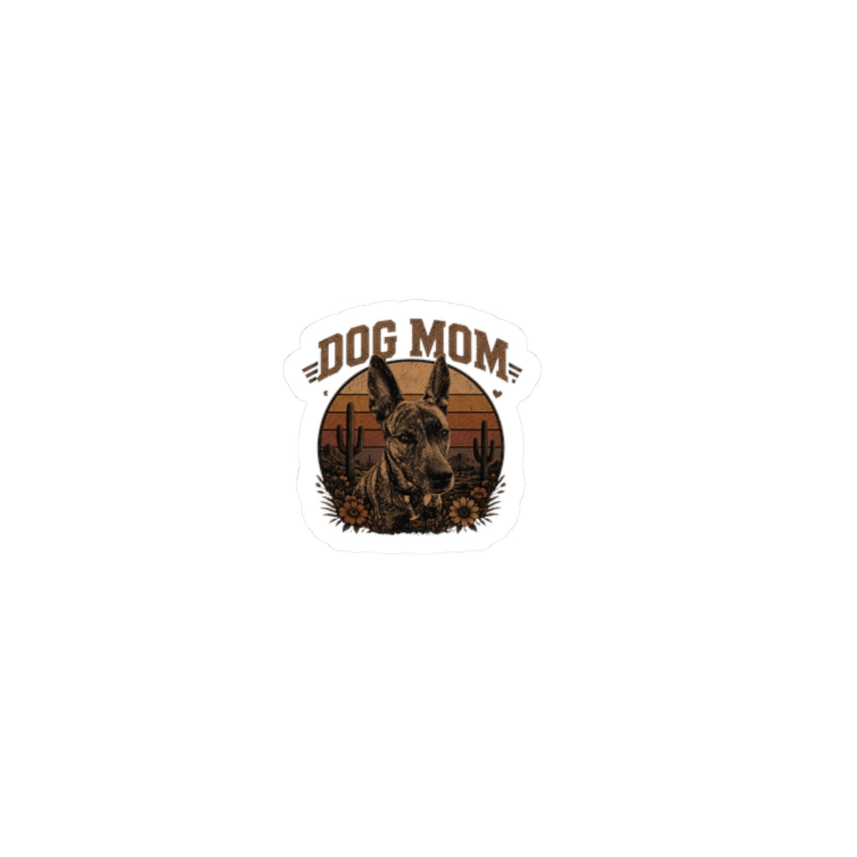 Dog Mom Kiss-Cut Sticker — Vintage Desert German Shepherd Design