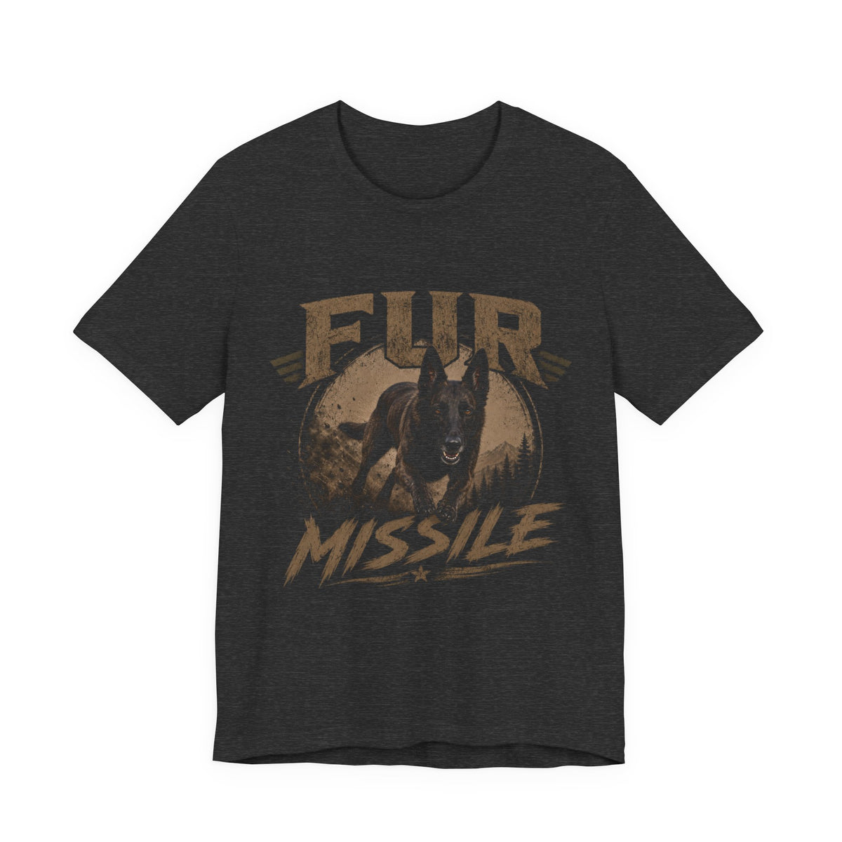 Fur Missile Dog T-Shirt — Vintage Dutch Shepherd Graphic Tee